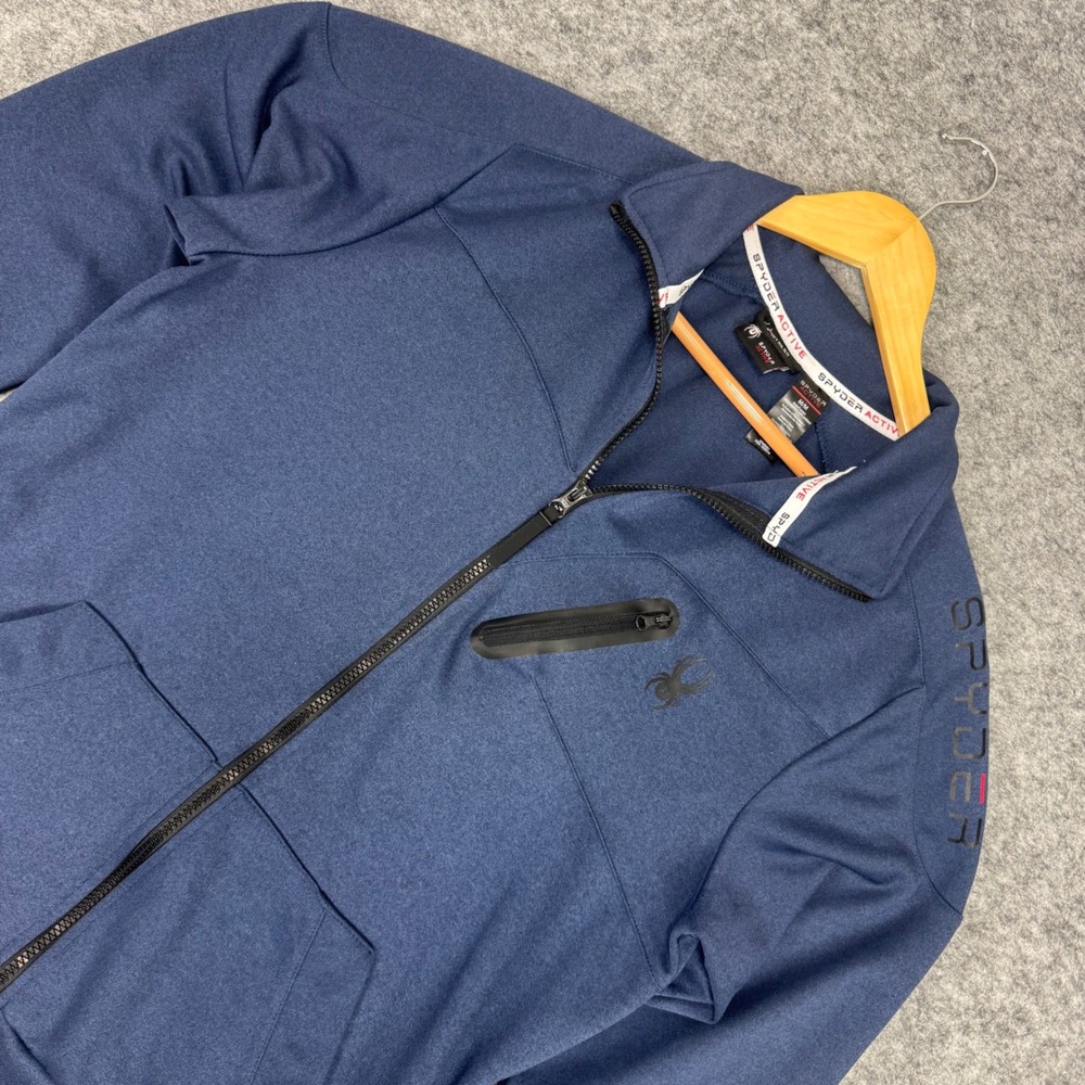 Spyder Active Mens Medium Full Zip Jacket Blue‎ Spyder Pullover Activewear